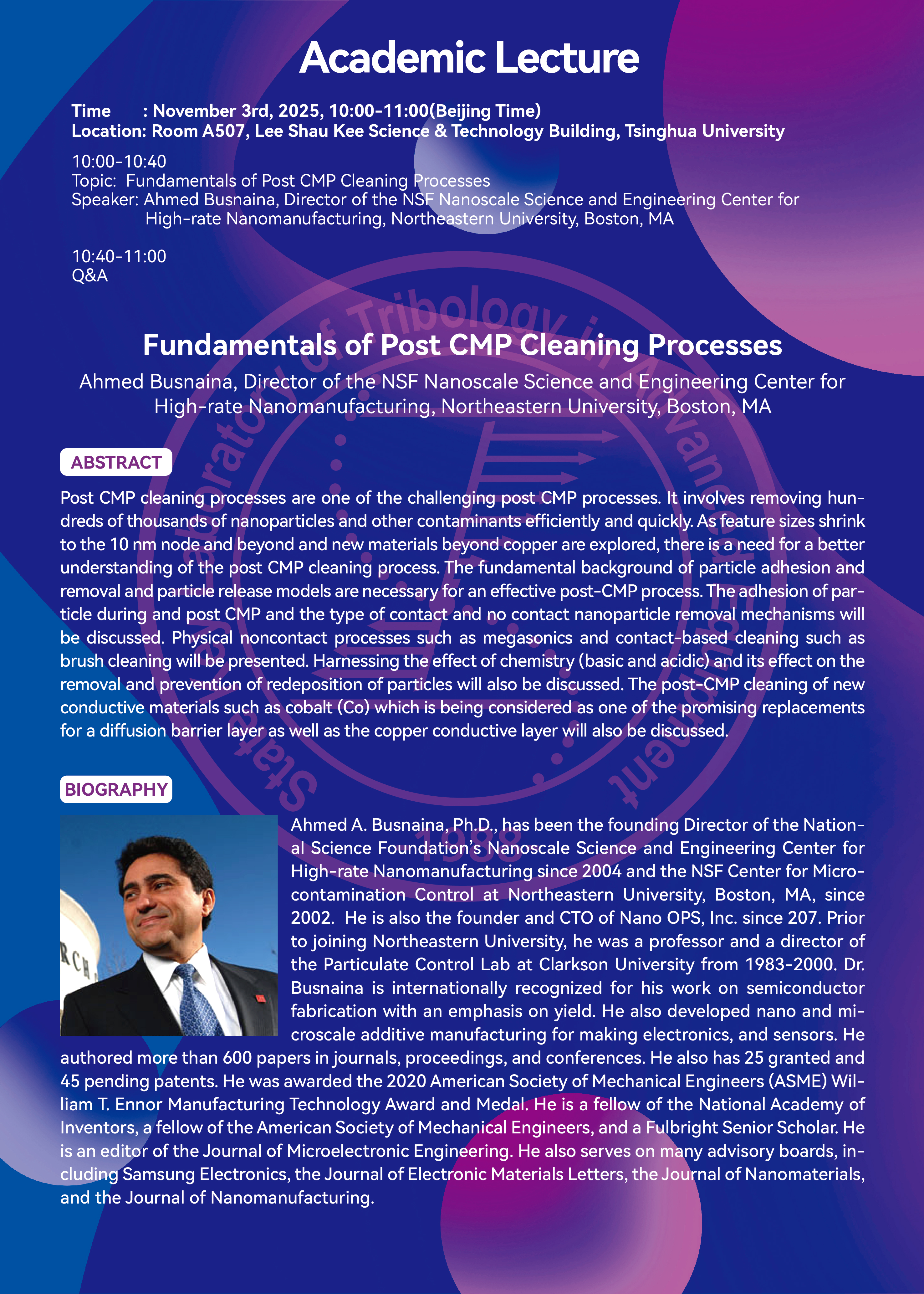 Fundamentals of Post CMP Cleaning Processes-高端装备界面科学与技术全国重点实验室